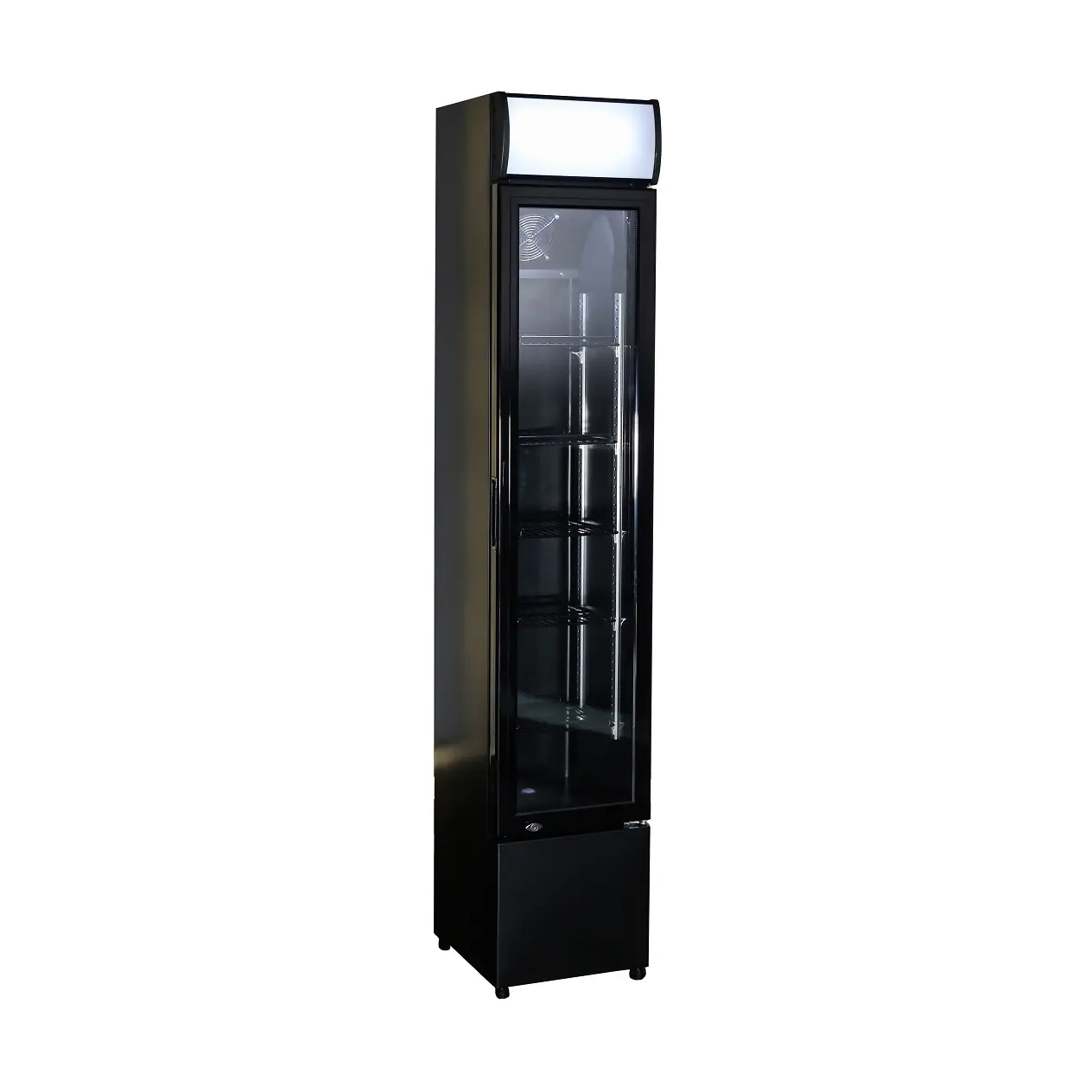 Armoire froide positive porte en verre étroit noir - 105 L
