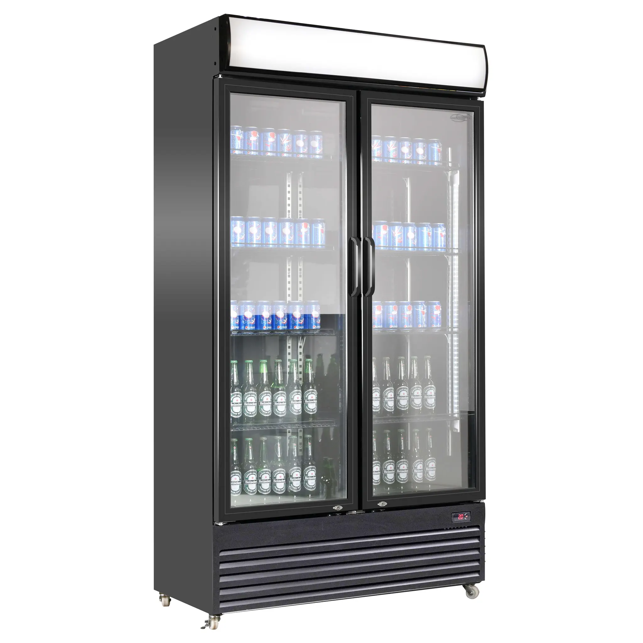Vitrine réfrigérée positive 2 portes en verre noir - 780 L