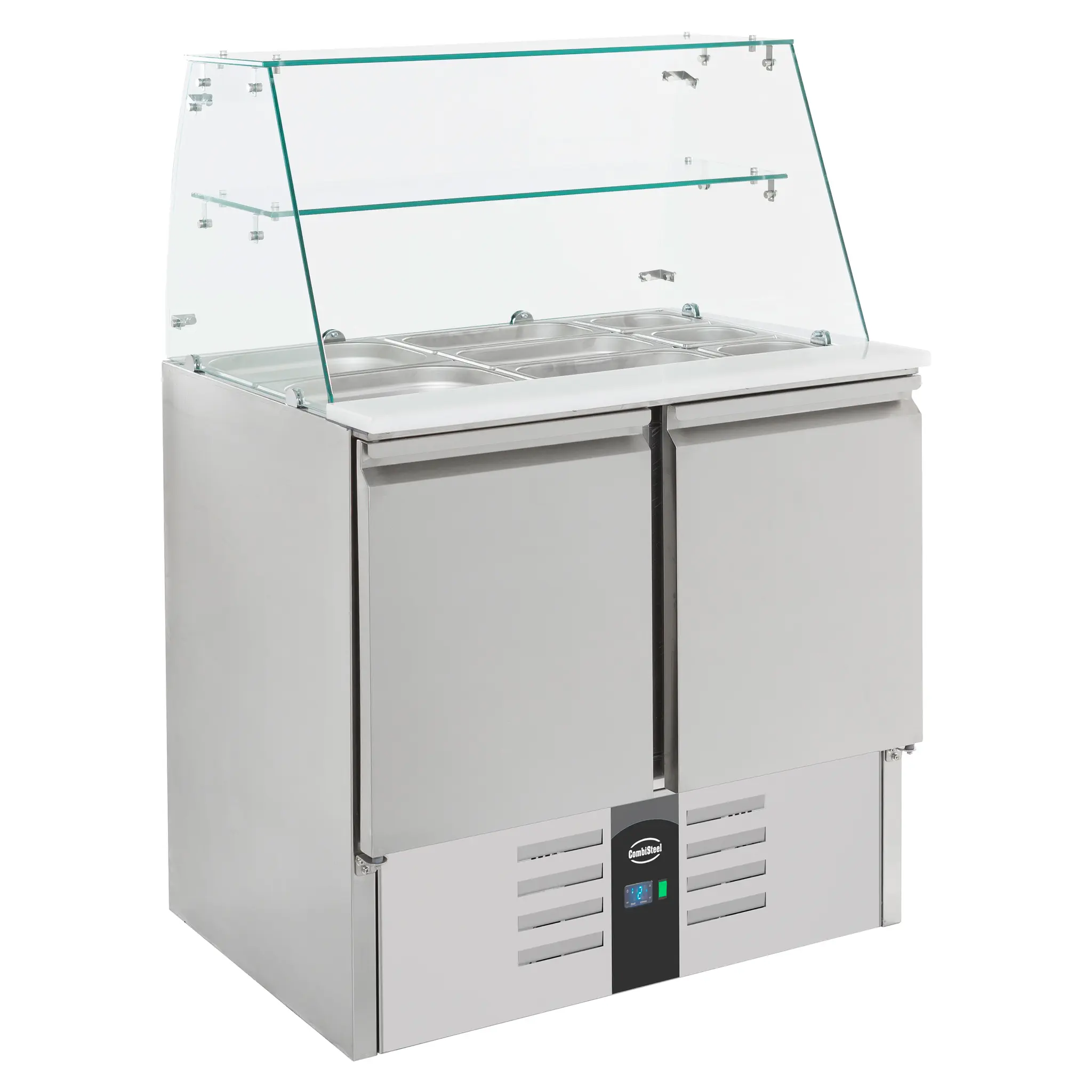 Saladette réfrigérée vitrée 2 portes 2x GN 1/1 + 3x GN 1/6 - Compact Line