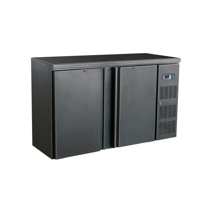 Arrière bar réfrigérée noir 2 portes battantes - 350 L - Standard Line