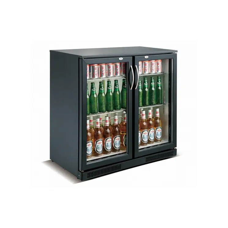 Arrière bar réfrigérée noir 2 portes battantes - 198 L