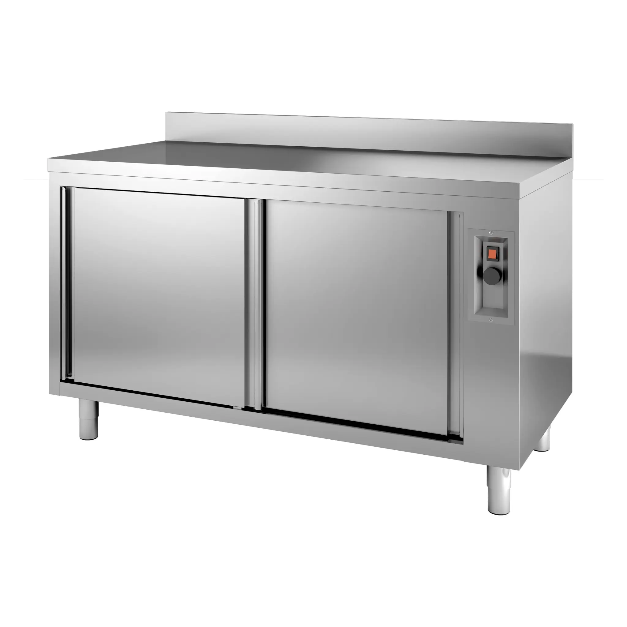 Meuble inox chauffant avec dosseret 2000 x 600