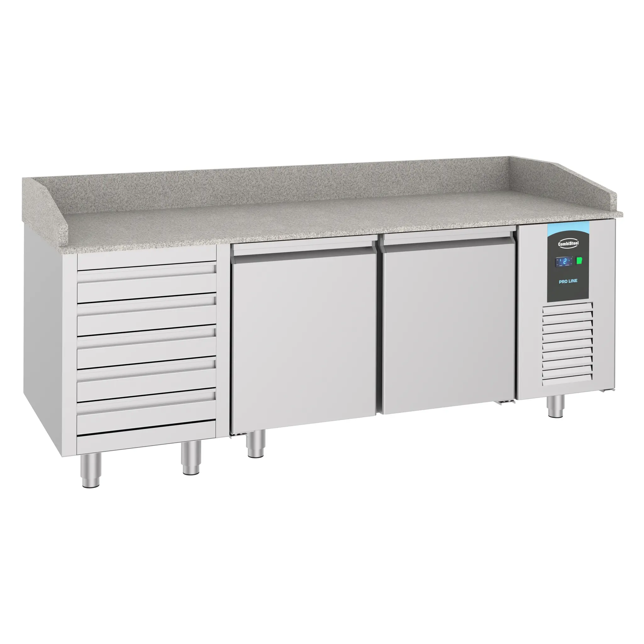Table à pizzas 2 portes et 5 tiroirs - 615 L - Pro Line