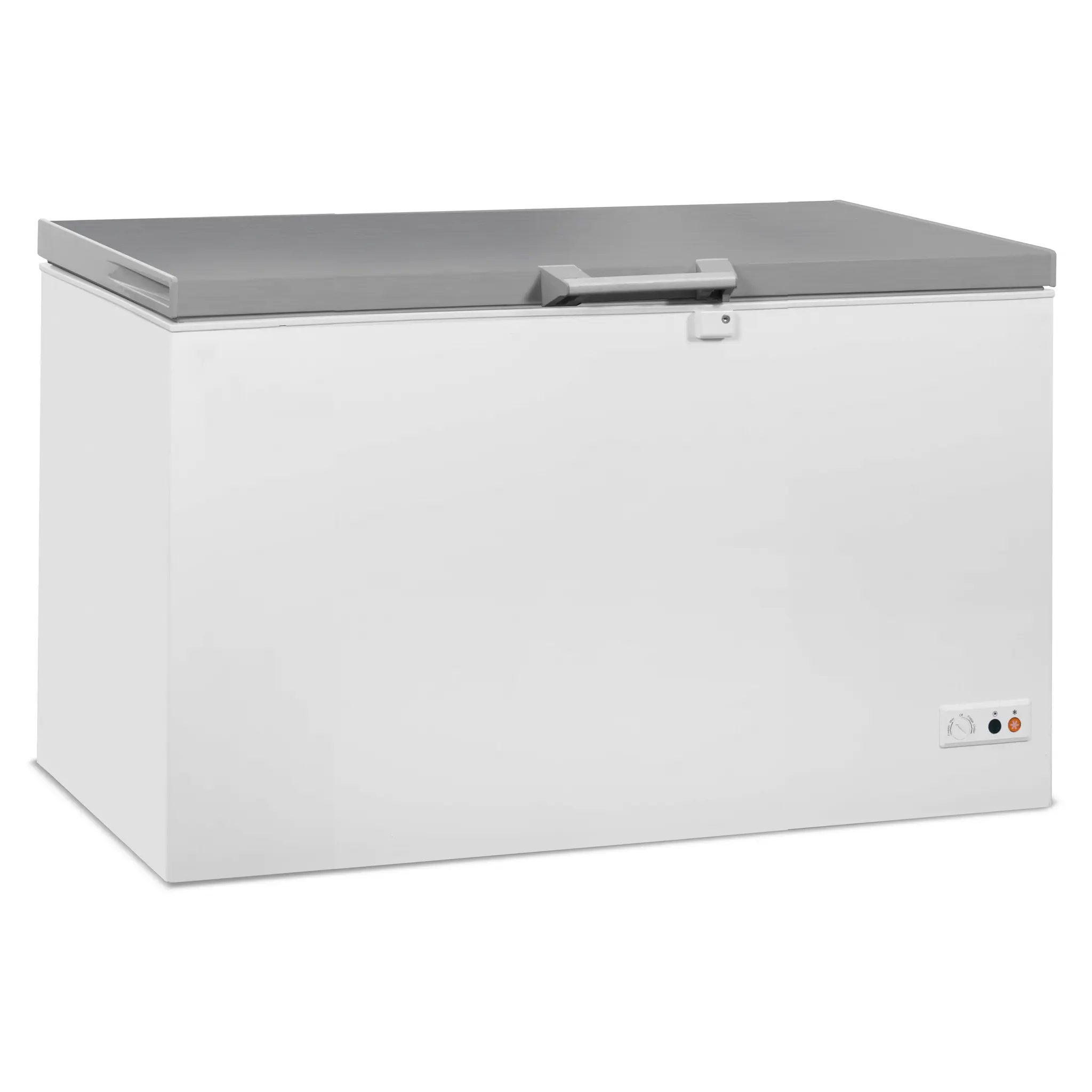 Congélateur bahut couvercle en inox 407 l