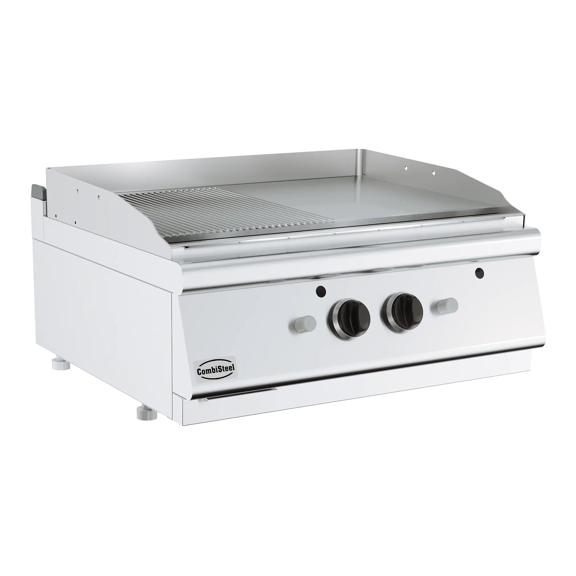 Plancha électrique chromée / rainurée - 800 x 700 mm - 7.2 kW