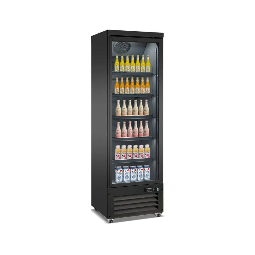 Vitrine réfrigérée positive 1 porte en verre noire - 450 L