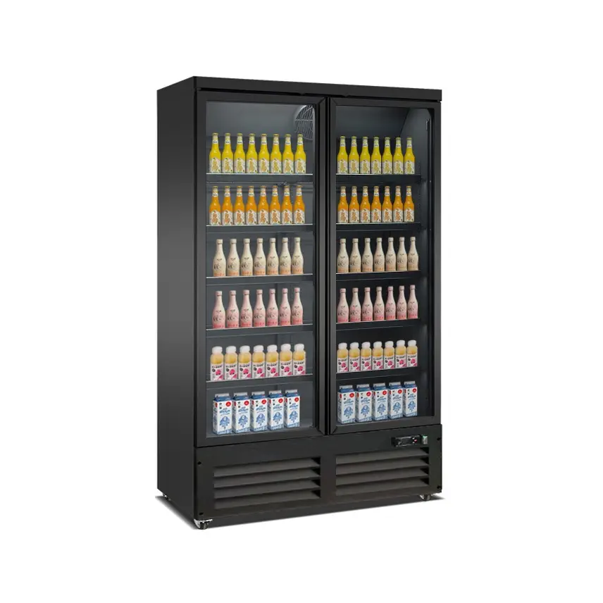 Vitrine réfrigérée positive 2 portes en verre noire - 1000 L