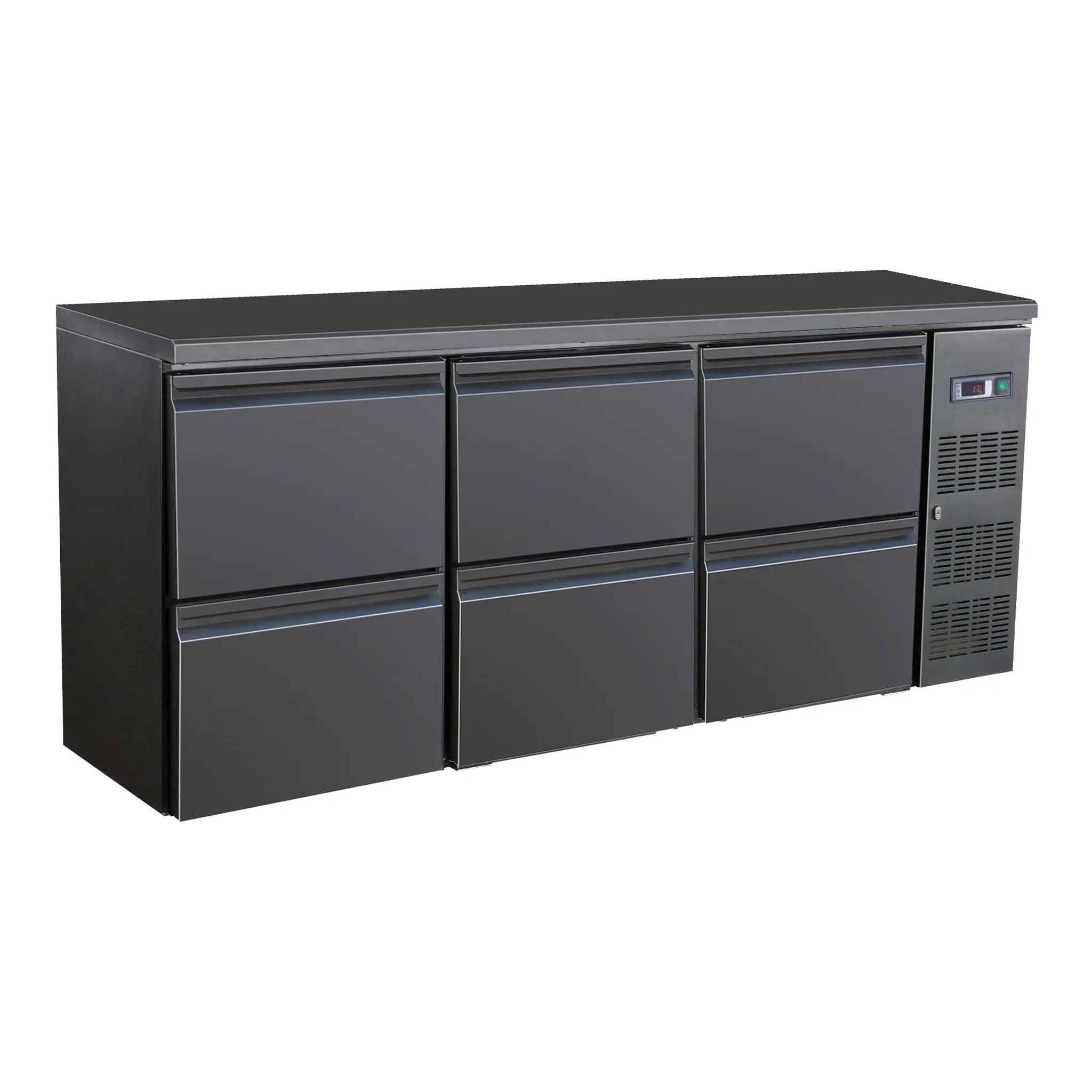 Arrière bar réfrigérée noir 6 tiroirs - 537 L - Standard Line