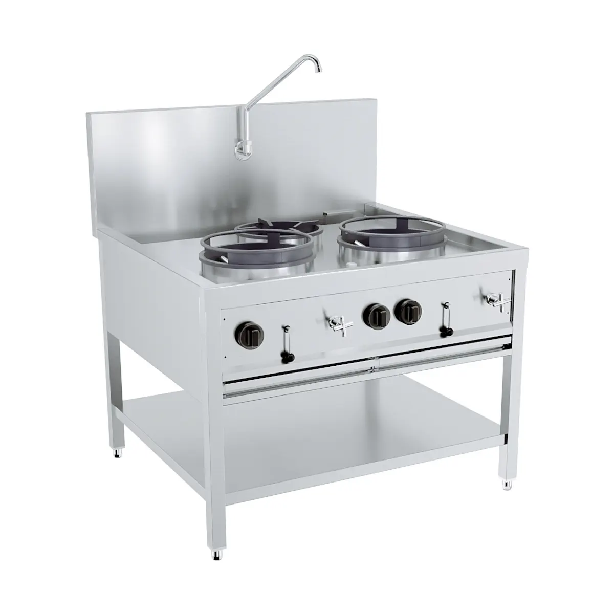 Table wok à gaz 2x17kw + 1x9kw