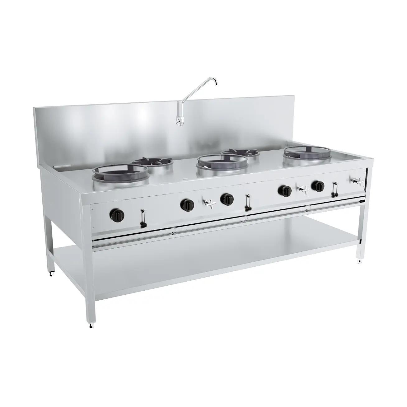 Table wok à gaz 3x17kw + 2x9kw