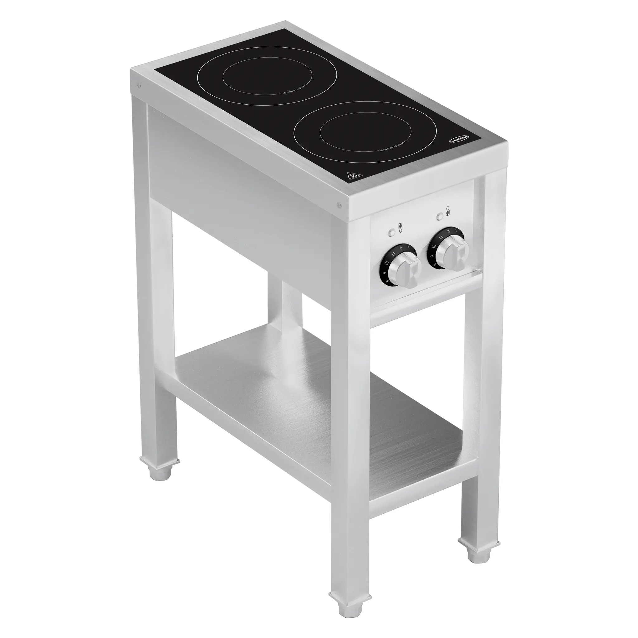 Fourneau à induction 2 zones avec dessous ouvert