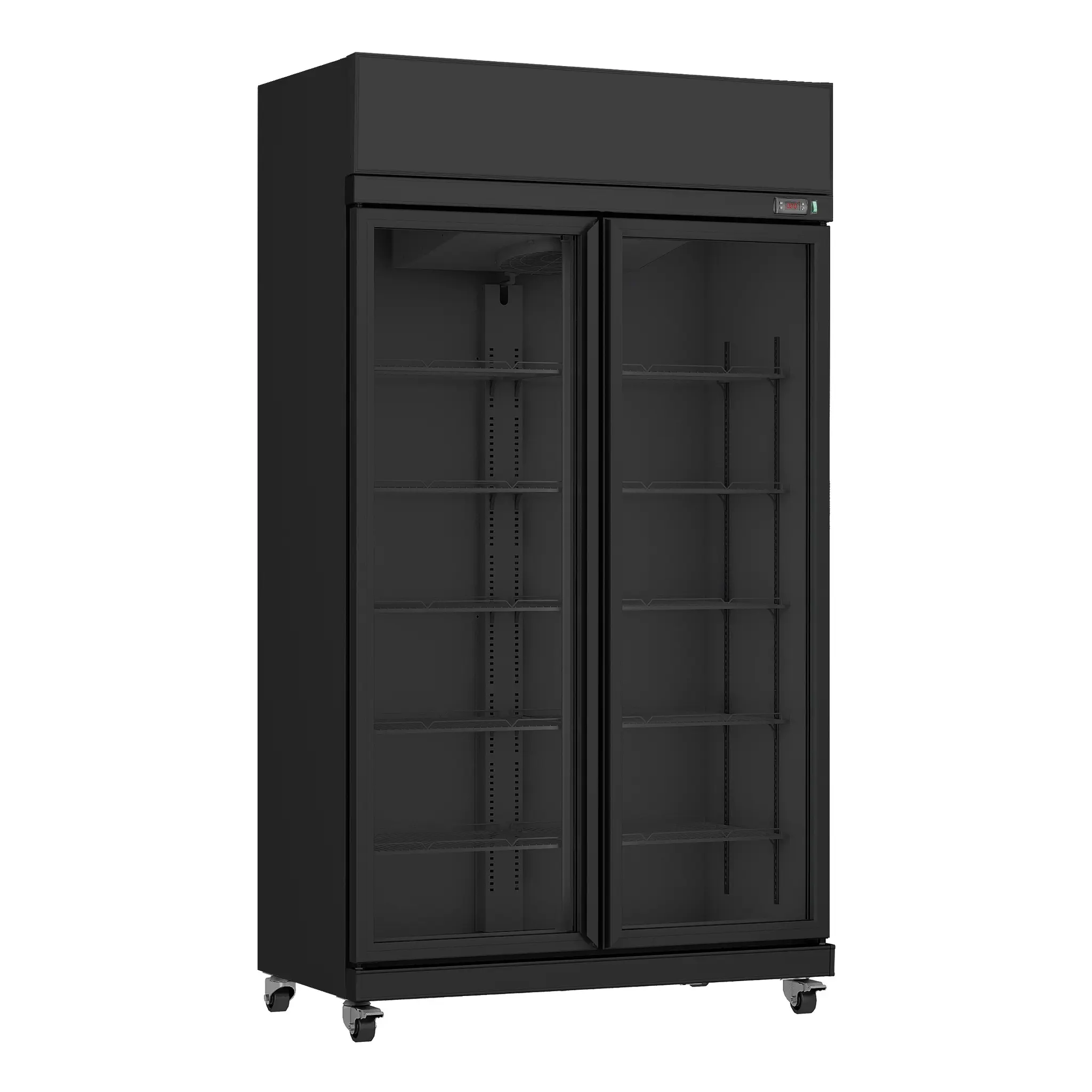 Vitrine réfrigérée positive 2 portes en verre noire - 770 L