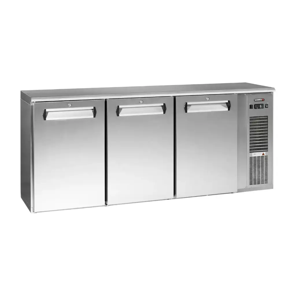 Arrière bar réfrigéré inox 3 portes pleines