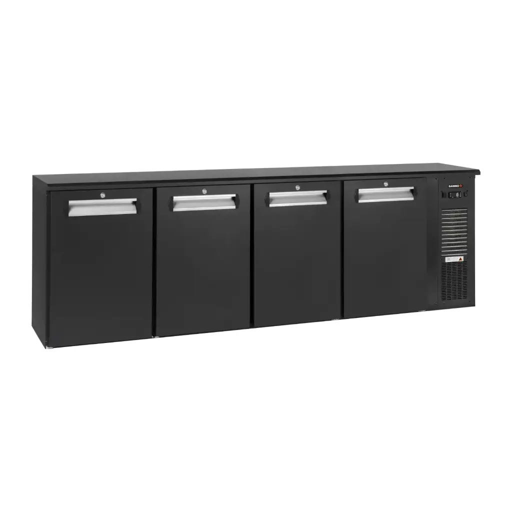 Arrière bar réfrigéré anthracite 4 portes pleines