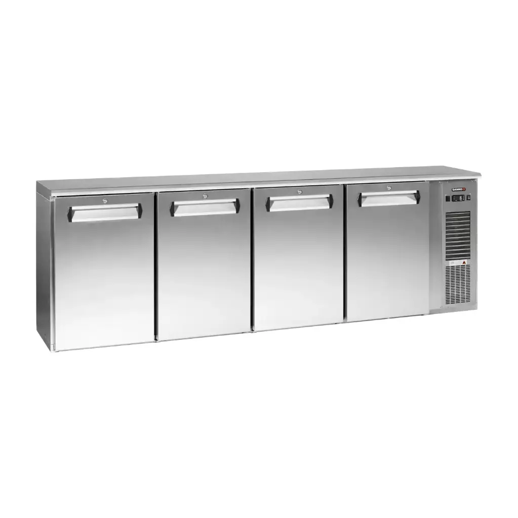 Arrière bar réfrigéré inox 4 portes pleines