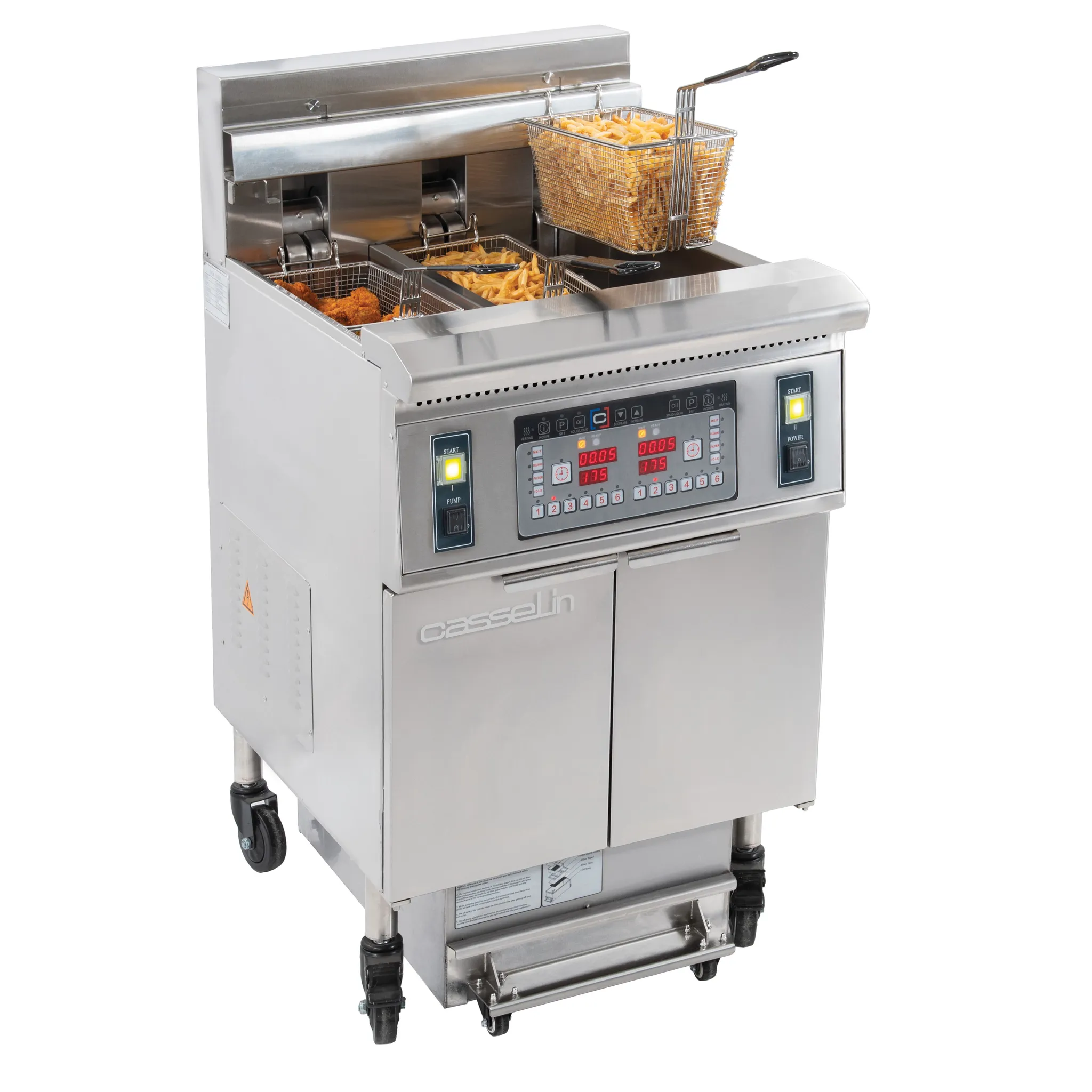 Friteuse électrique avec filtration 12 + 22 litres 8,5+17kW