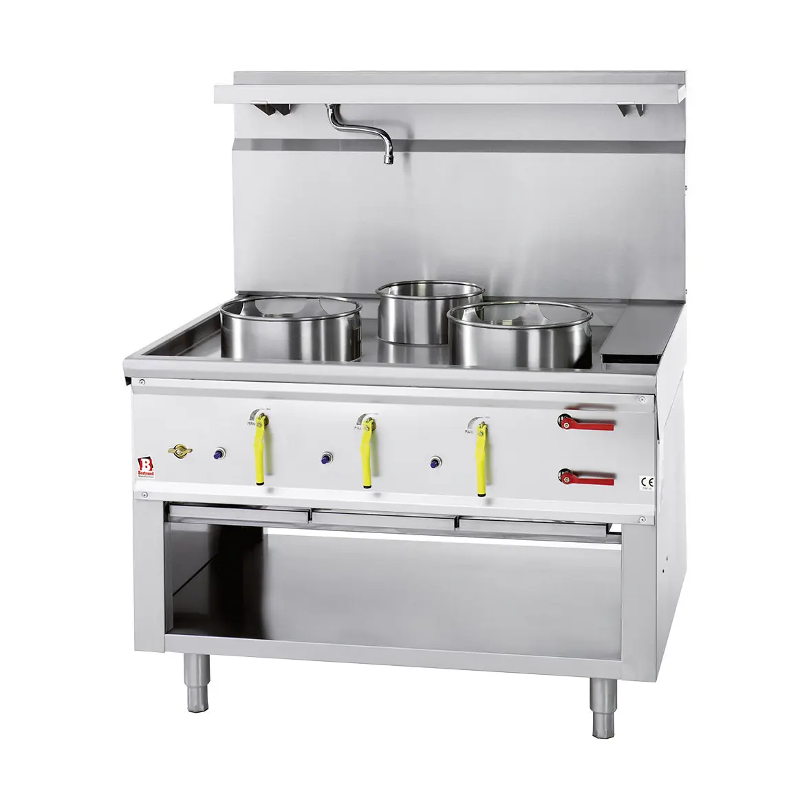 Fourneau wok 3 brûleurs avec rideau d'eau