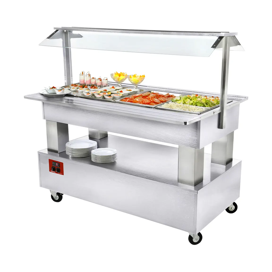 Buffet - Salad bar réfrigéré, 4x GN1/1-150 (Bois Blanc)