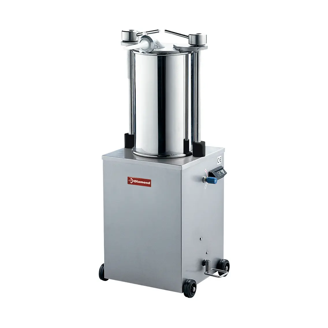 Poussoir hydraulique vertical en inox, 25 litres sur roues