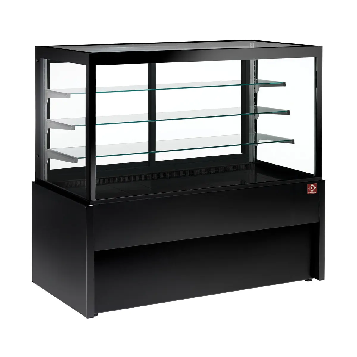Comptoir vitrine panoramique, ventilé, 4 niveaux, sans réserve - NOIR - 1000 x 780 mm