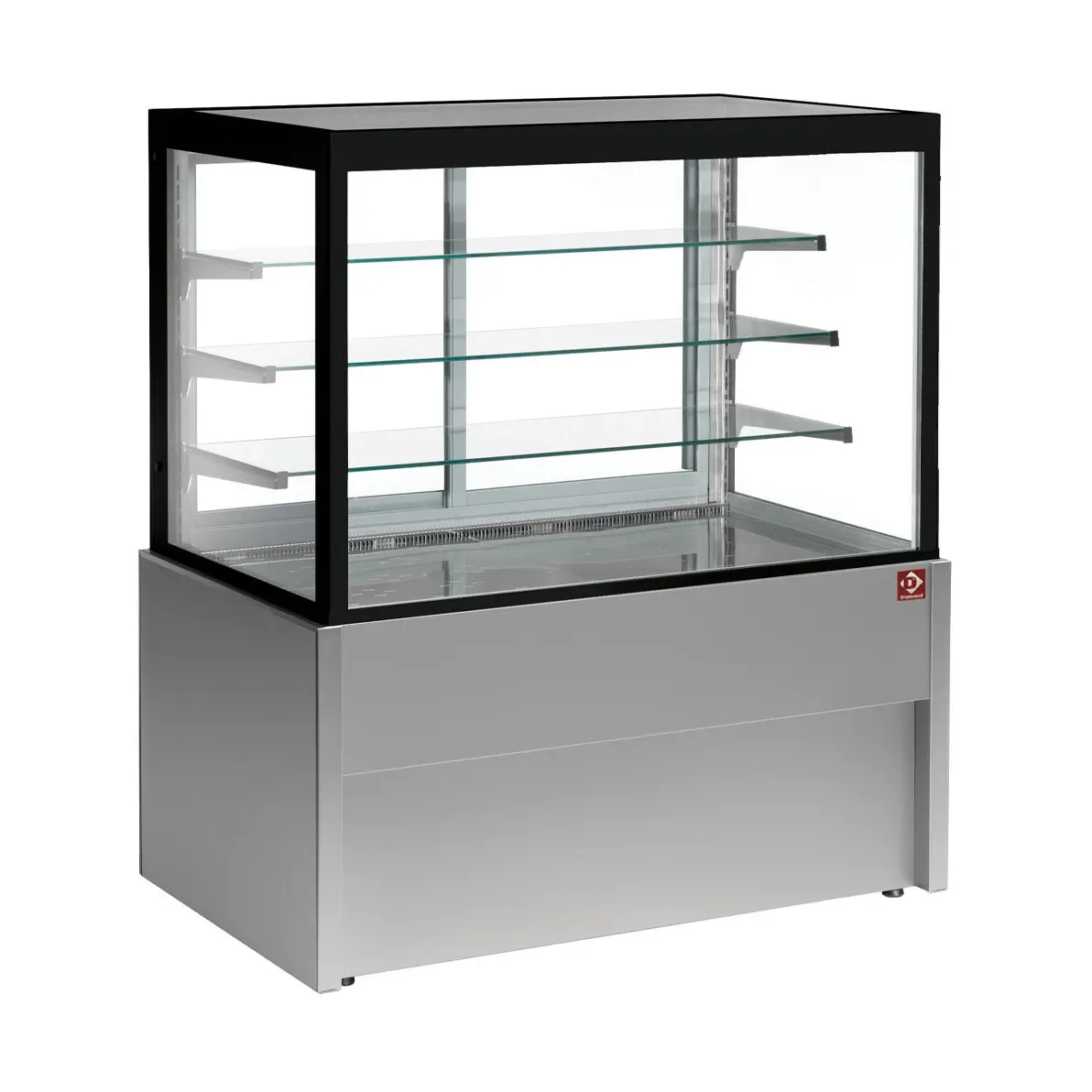 Comptoir vitrine panoramique, chauffante, 4 niveaux, sans réserve - GRIS