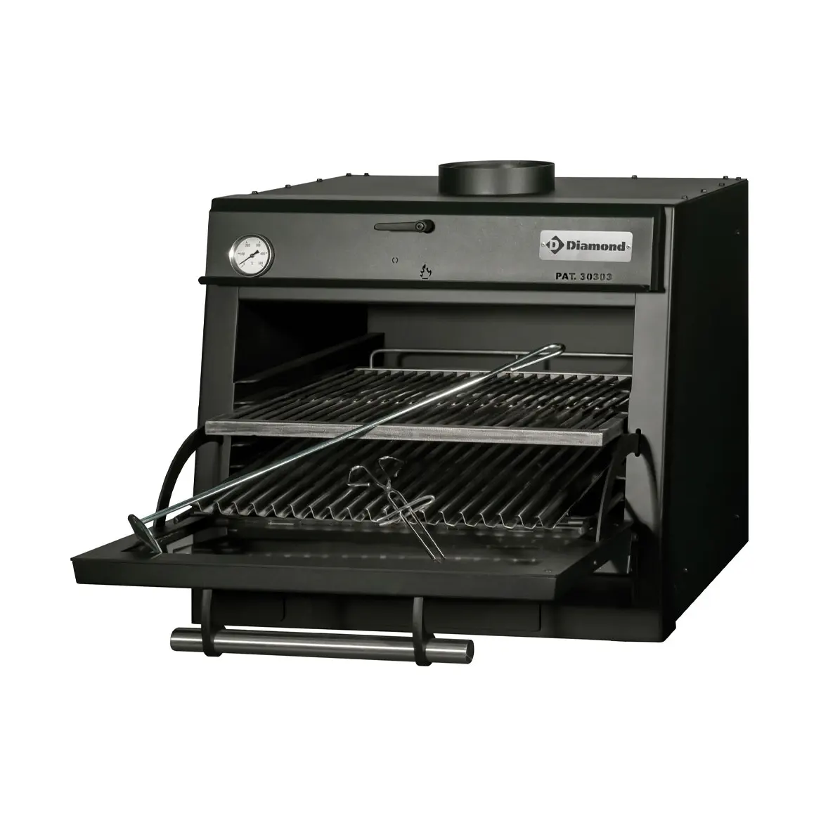 Four-BBQ à charbon, GN 1/1 (60 Kg/h)/Noir