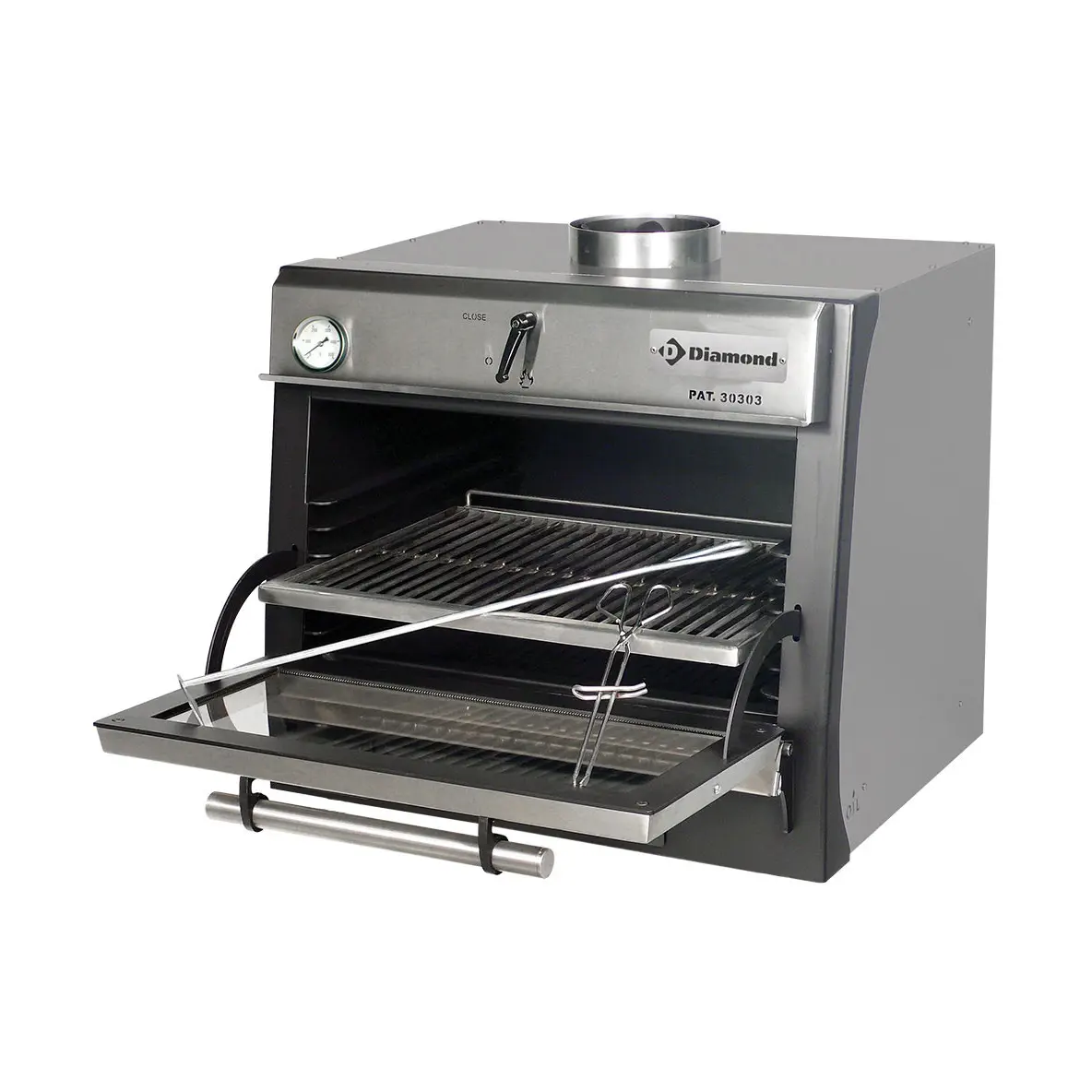 Four-BBQ à charbon, GN 1/1 (60 Kg/h)/Inox