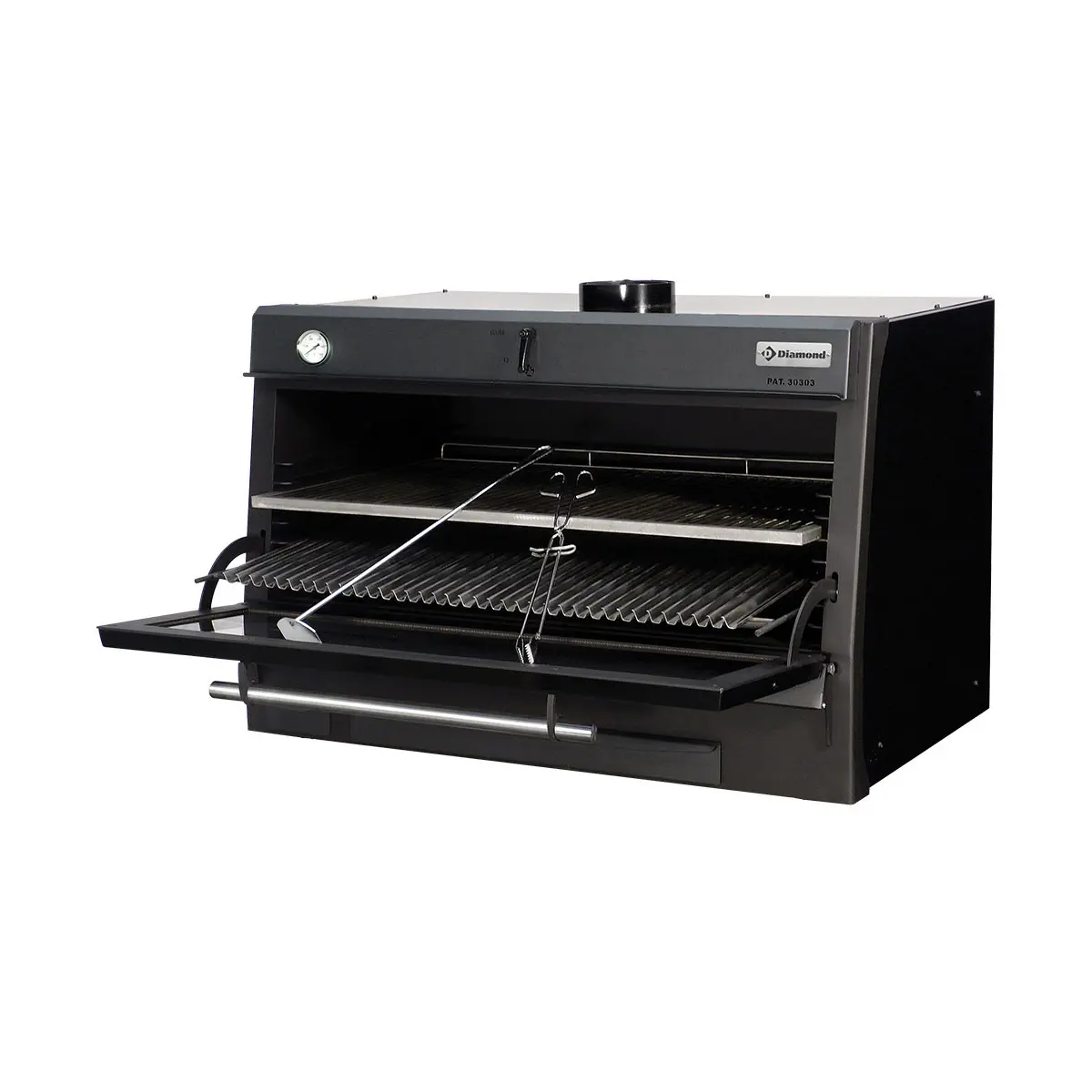 Four-BBQ à charbon, GN 2/1 + GN1/1 (120 Kg/h)/Noir