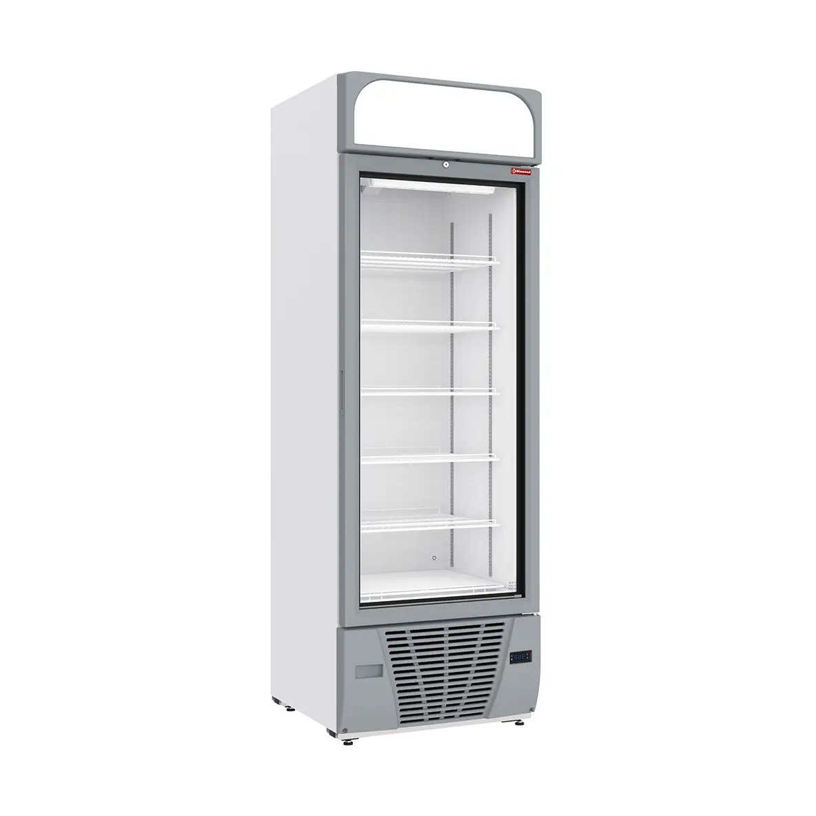Vitrine ventilée négative vitrée 496  litres - 6 niveaux avec caisson lumineux - BLANCHE