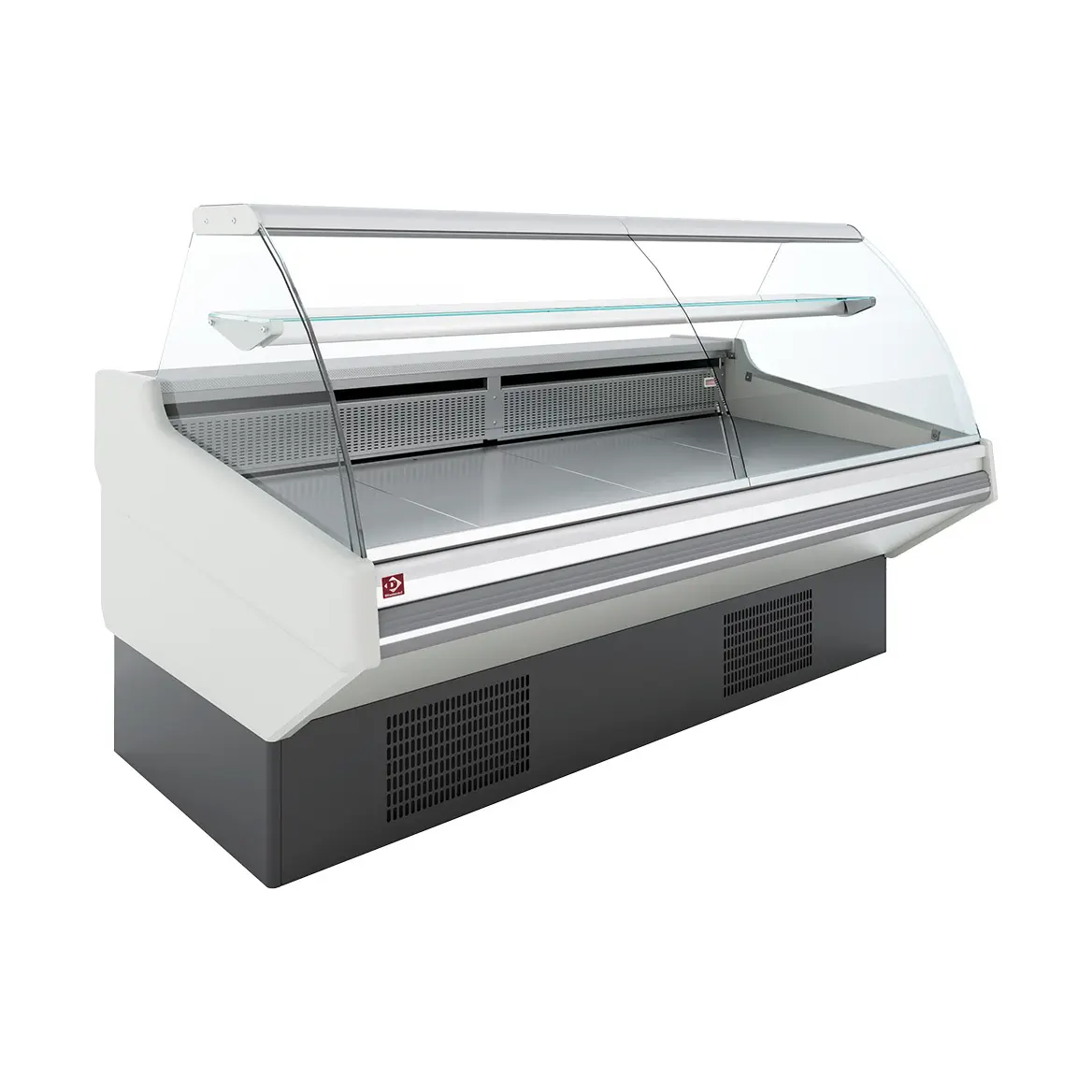 Comptoir ventilé, avec réserve, vitre bombée - Frontal BLANC - 1050 x 1070 mm