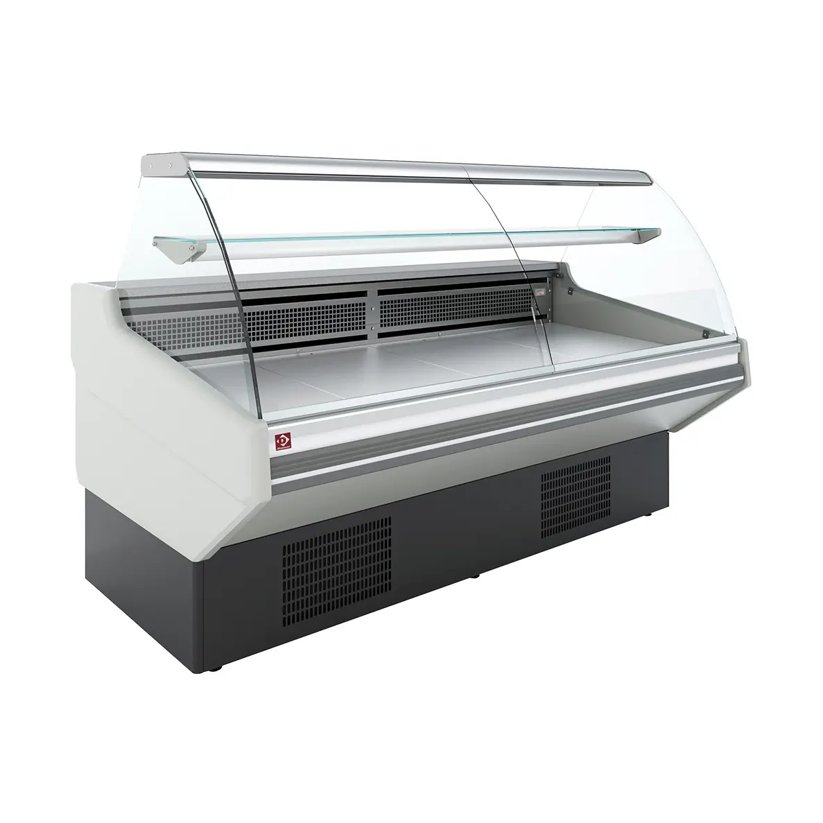 Comptoir statique, avec réserve, vitre bombée - Frontal BLANC - 2930 x 1070 mm