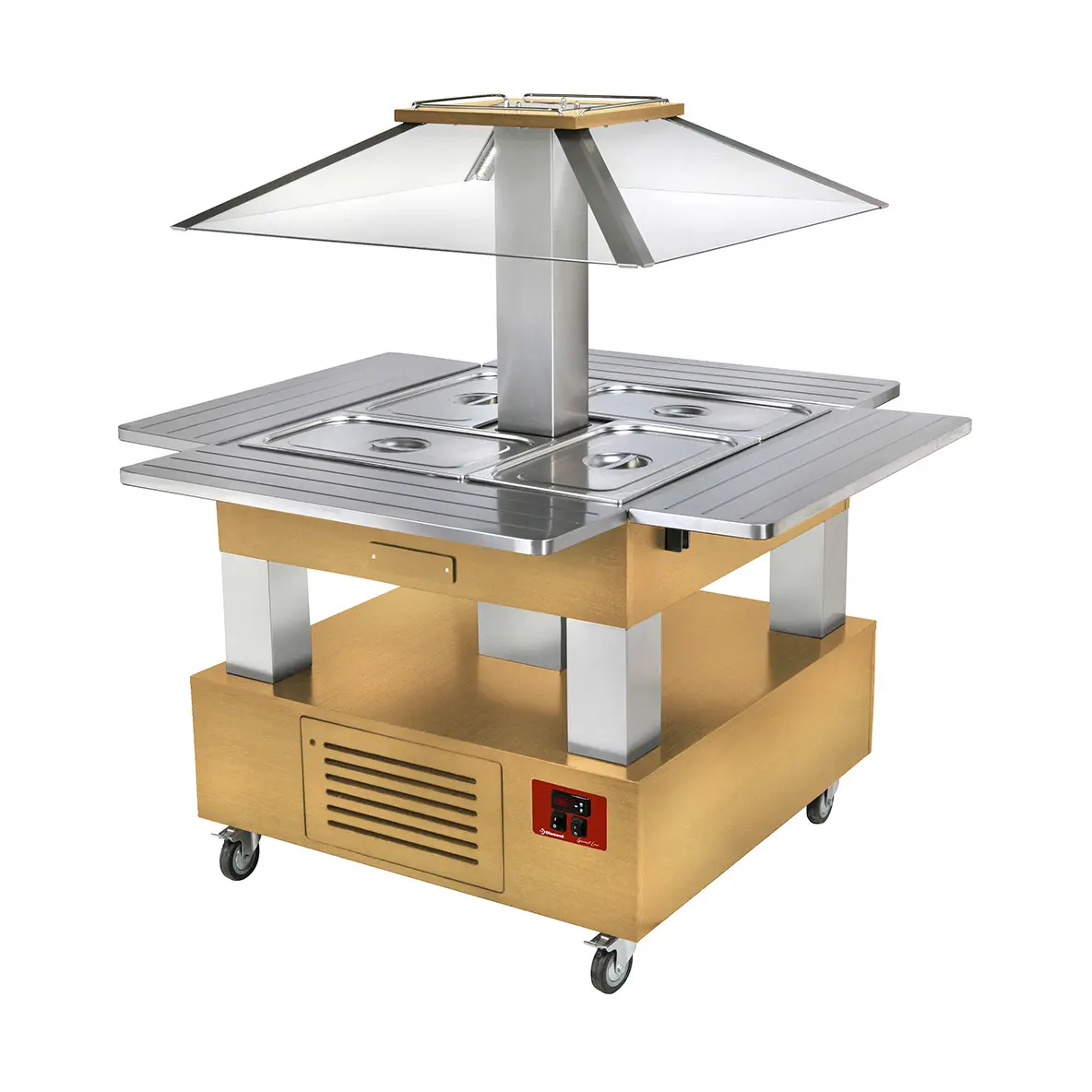 Ilot buffet - Salad bar, réfrigéré, 4x GN1/1-150 (Bois Chêne clair)