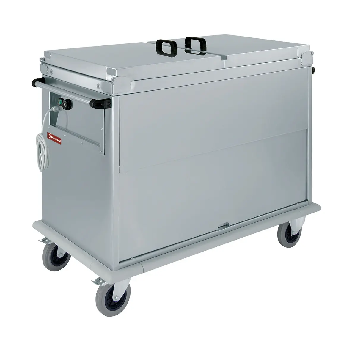 Chariot bain-marie 3x GN 1/1, 1 T°,avec couvercles, armoire porte basculante
