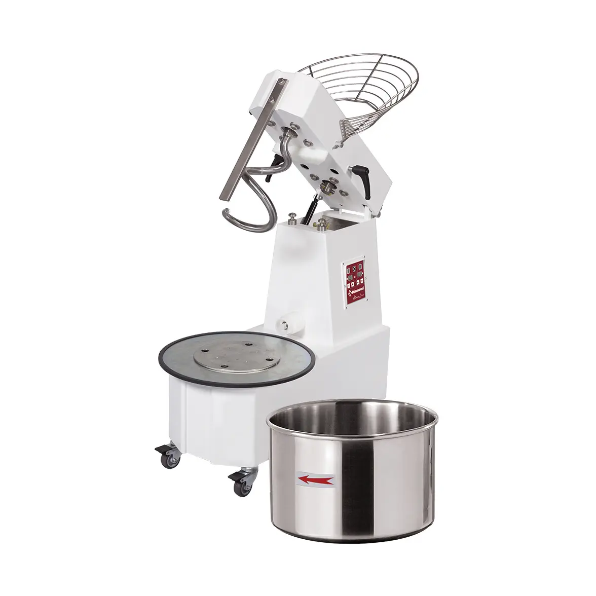 Pétrin à spirale 33 Lt  2 vit. - Tête relevable, cuve amovible - Automatique, digitale, sur roues