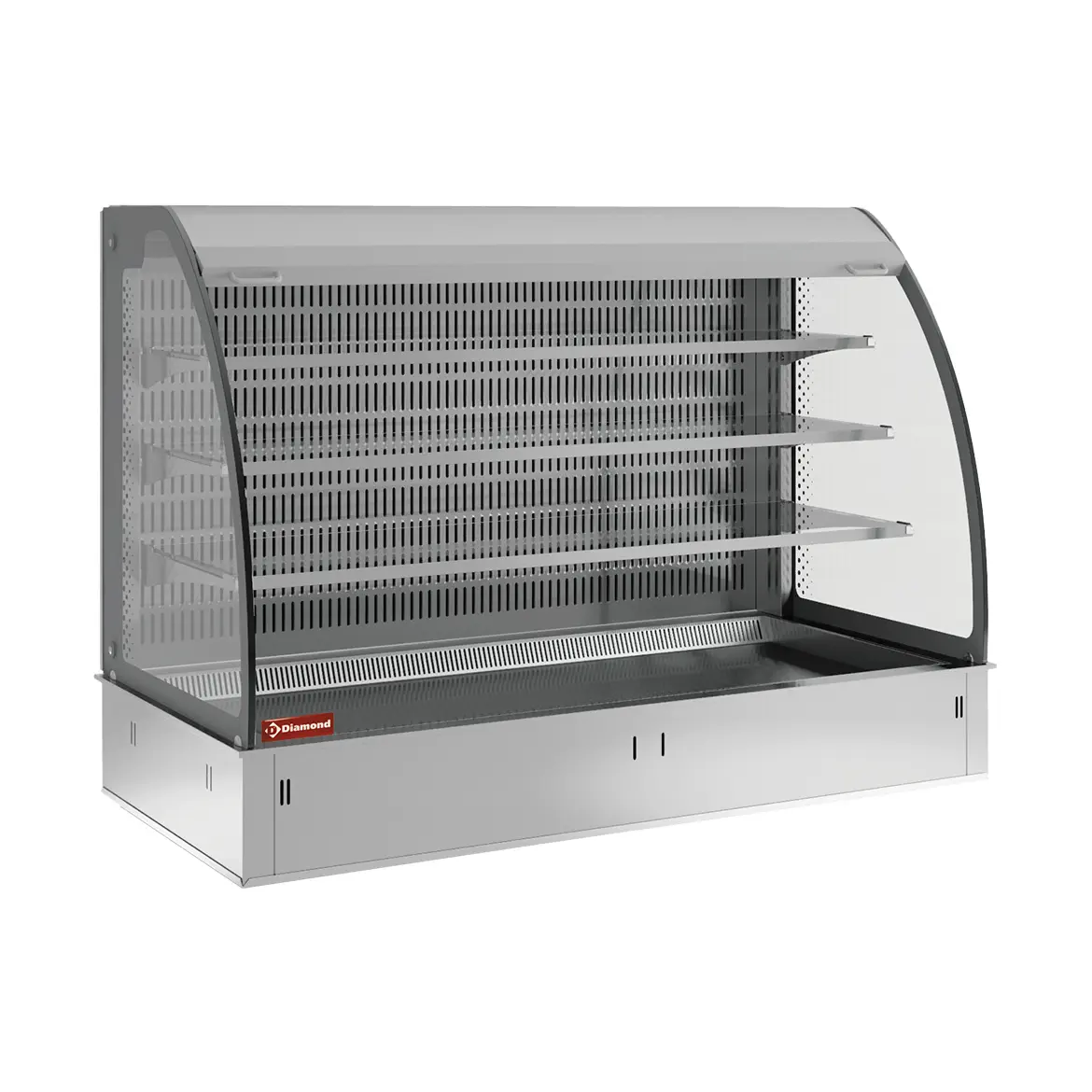 Mural avec cuve et vitrine sur 3 niveaux ouverte (avec rideau), réfrigérées, ventilées, 5x GN 1/1 (sans unité hermétique) - 1780 x 700 mm