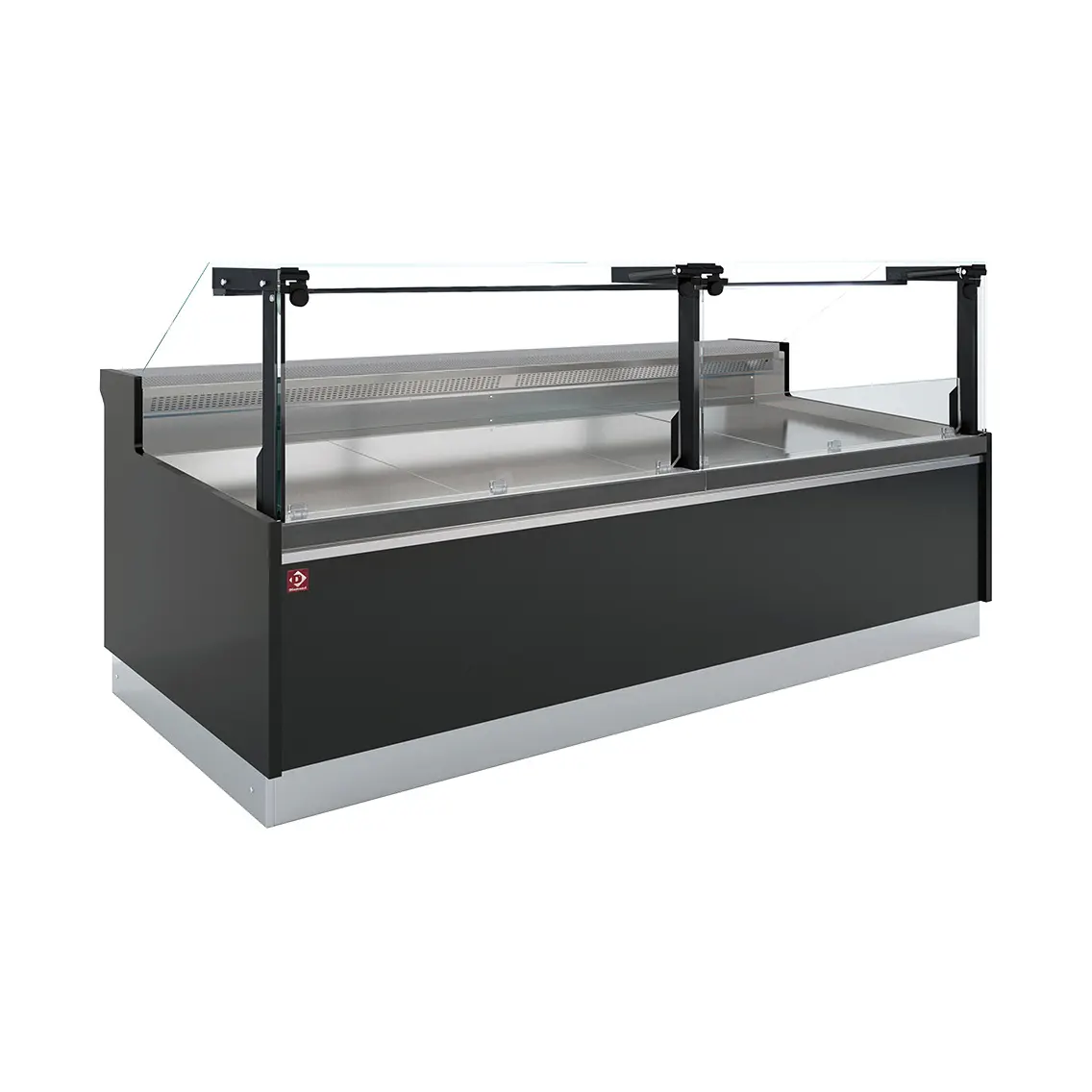 Comptoir ventilé, avec réserve, vitre verticale 90° avec relevage à piston - FULL BLACK - 1310 x 1114 mm