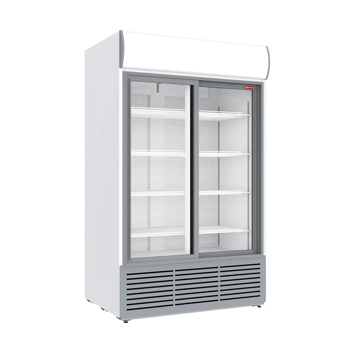 Vitrine ventilée positive 1230 litres, caisson lumineux, 2 portes coulissantes - BLANCHE - 1200 x 835 mm