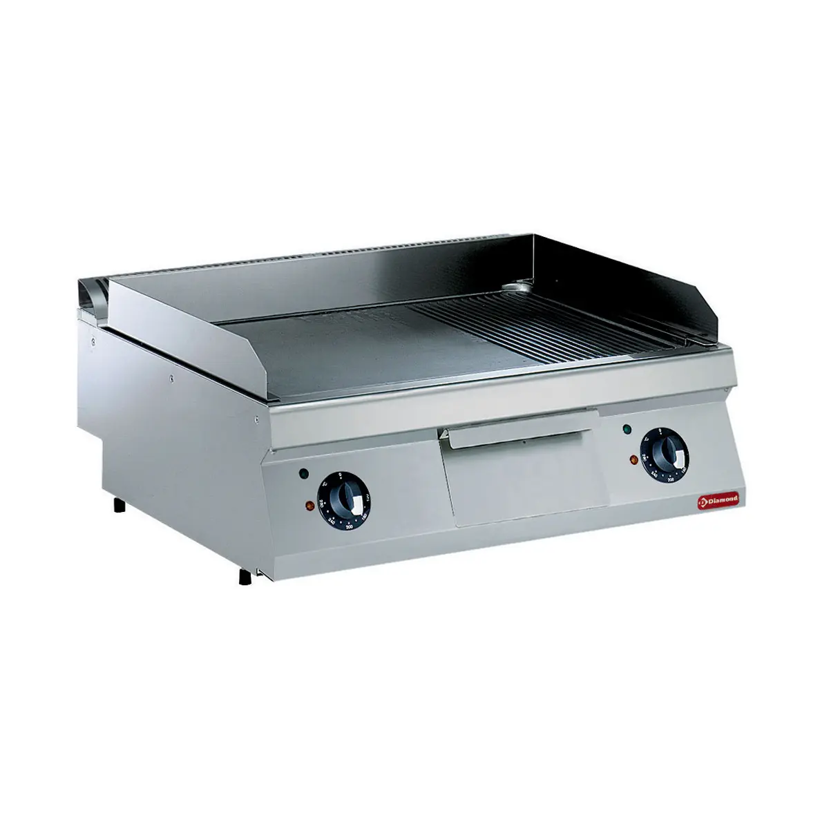 Plaque de cuisson électrique, 2/3 lisse- 1/3 rainurée chrome dur -TOP-