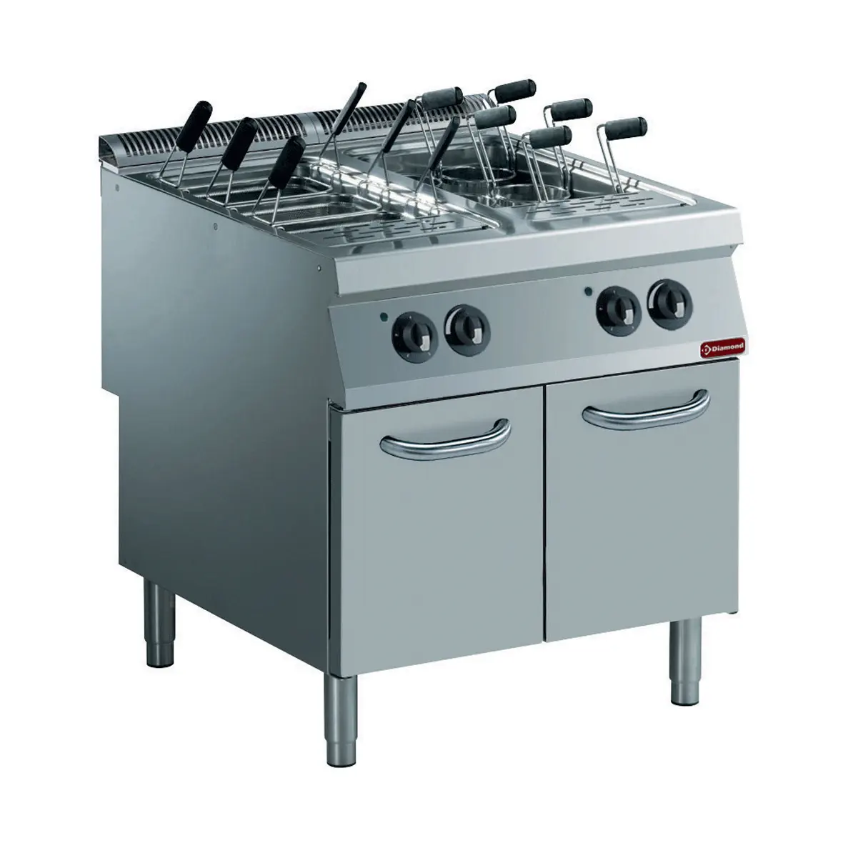 Cuiseur à pâtes électrique, 2 cuves GN 1/1, sur meuble (sans paniers)