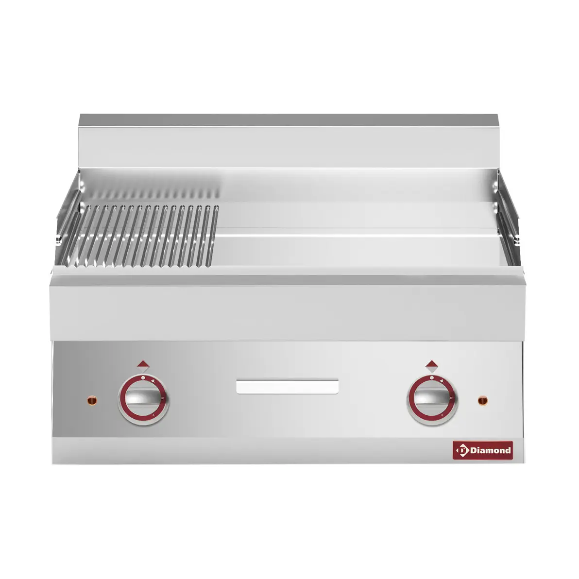 Plaque élec. 2/3 lisse et 1/3 rainurée -Top- , chrome 