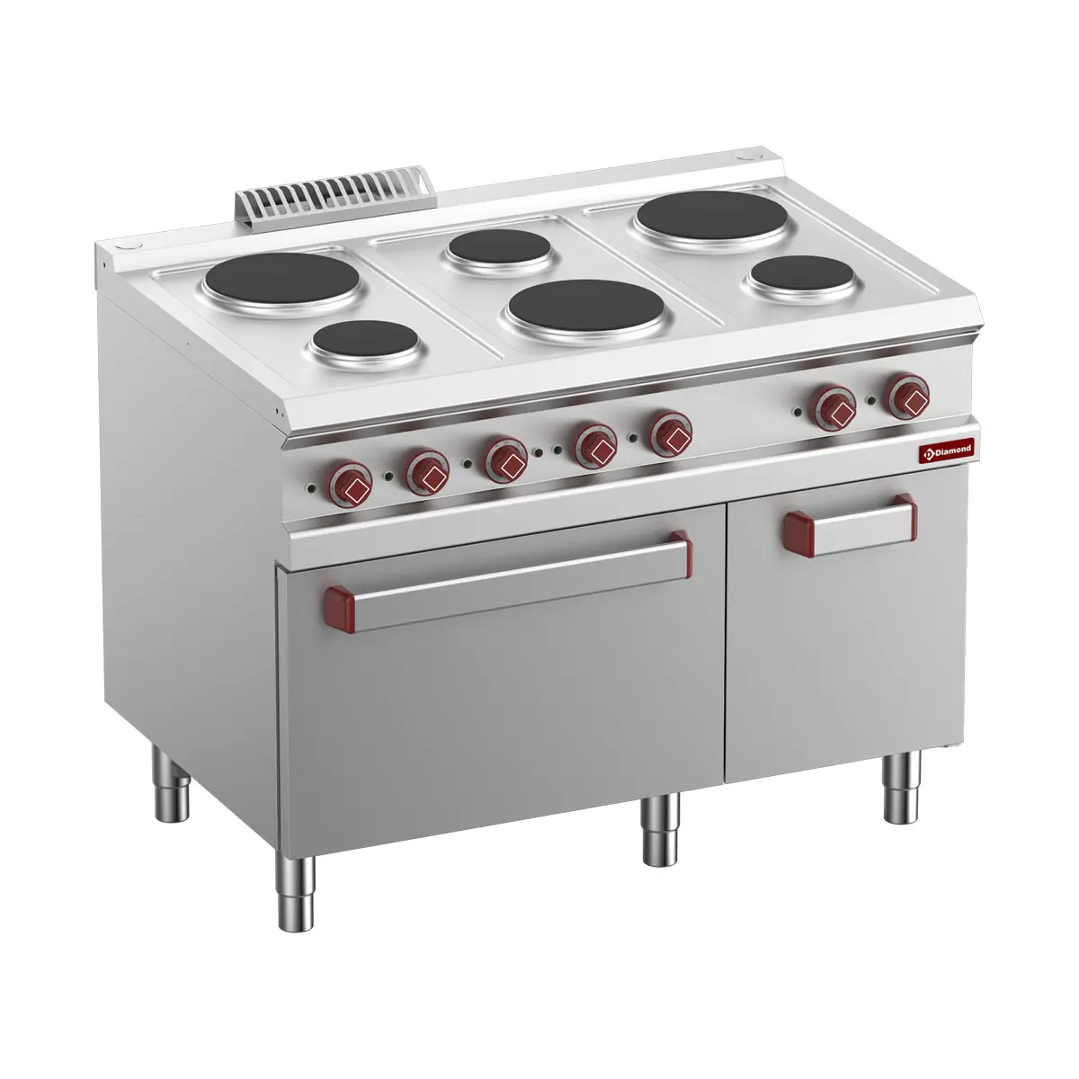 Fourneau 6 plaques rondes, four GN 2/1 et grill électrique, armoire neutre GN 1/1