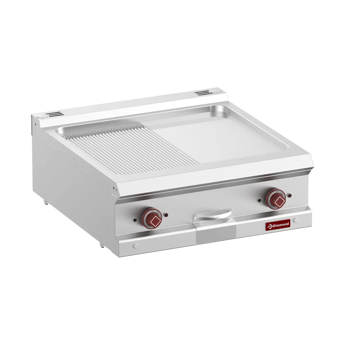 Plaque cuisson élec., 1/2 lisse 1/2 rainurée, chrome dur, mod. 1/1  -Top-