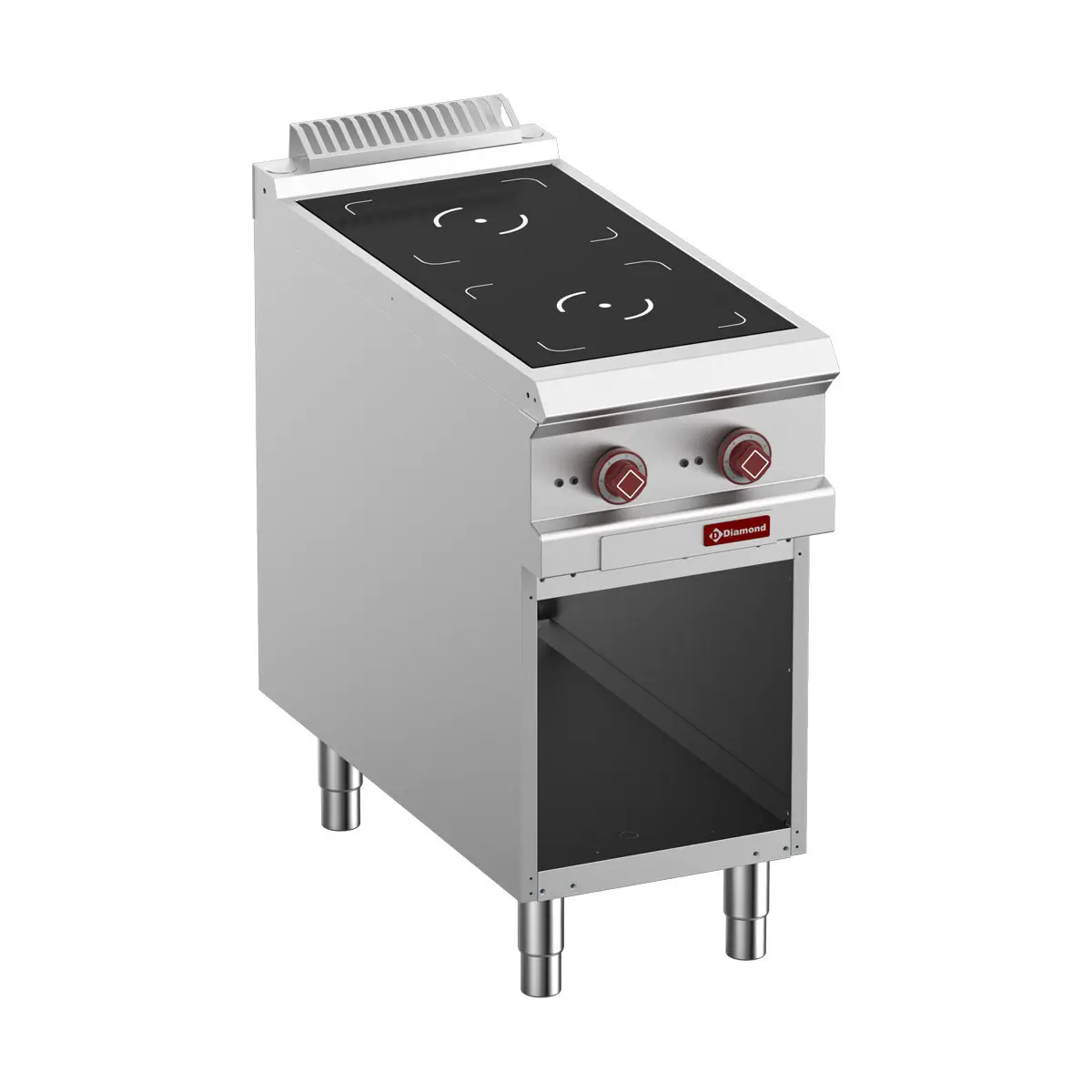 Fourneau électrique 2 foyers à induction, armoire ouverte