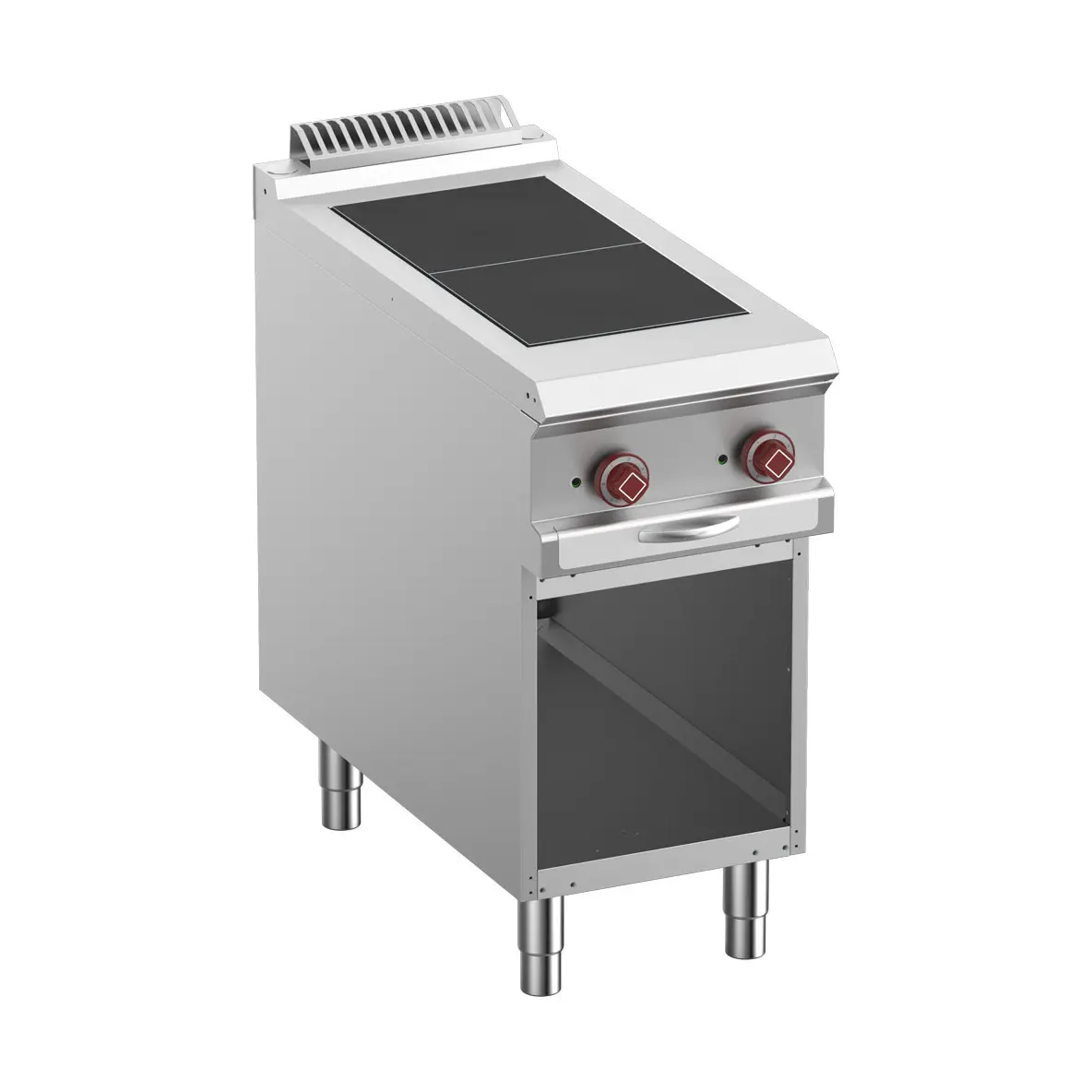 Fourneau électrique 2 plaques affleurantes, armoire ouverte