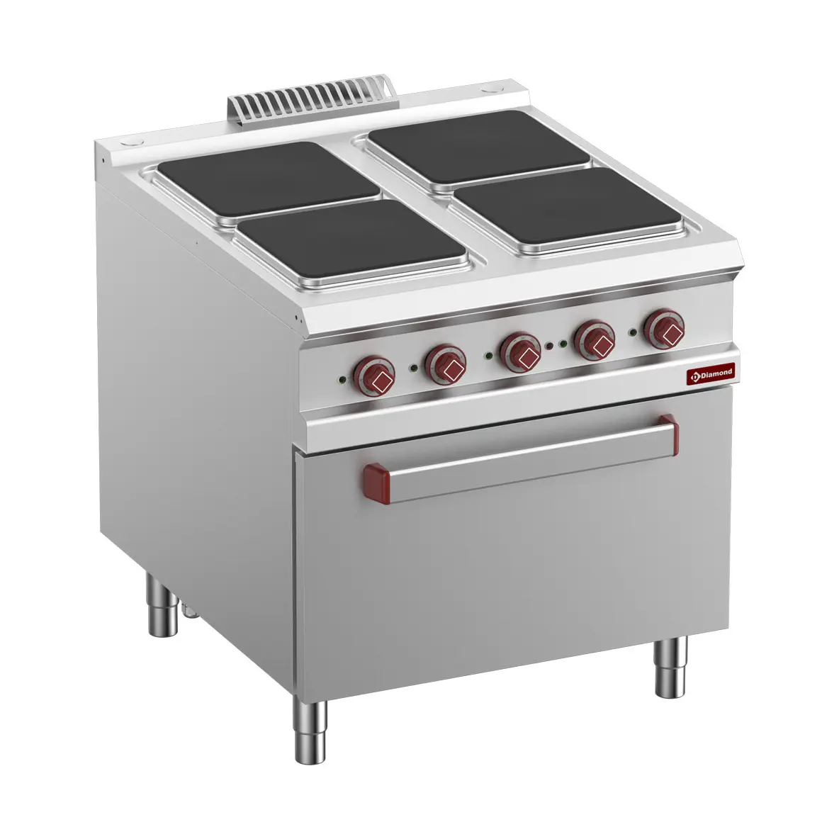 Fourneau électrique 4 plaques avec four GN 2/1 électrique