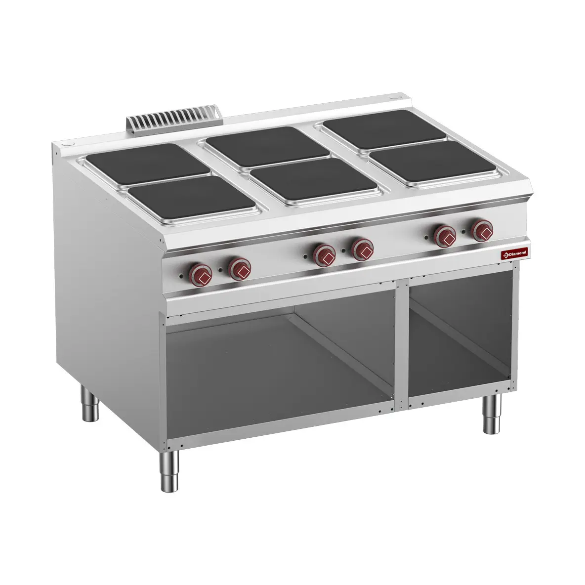 Fourneau électrique 6 plaques sur armoire ouverte