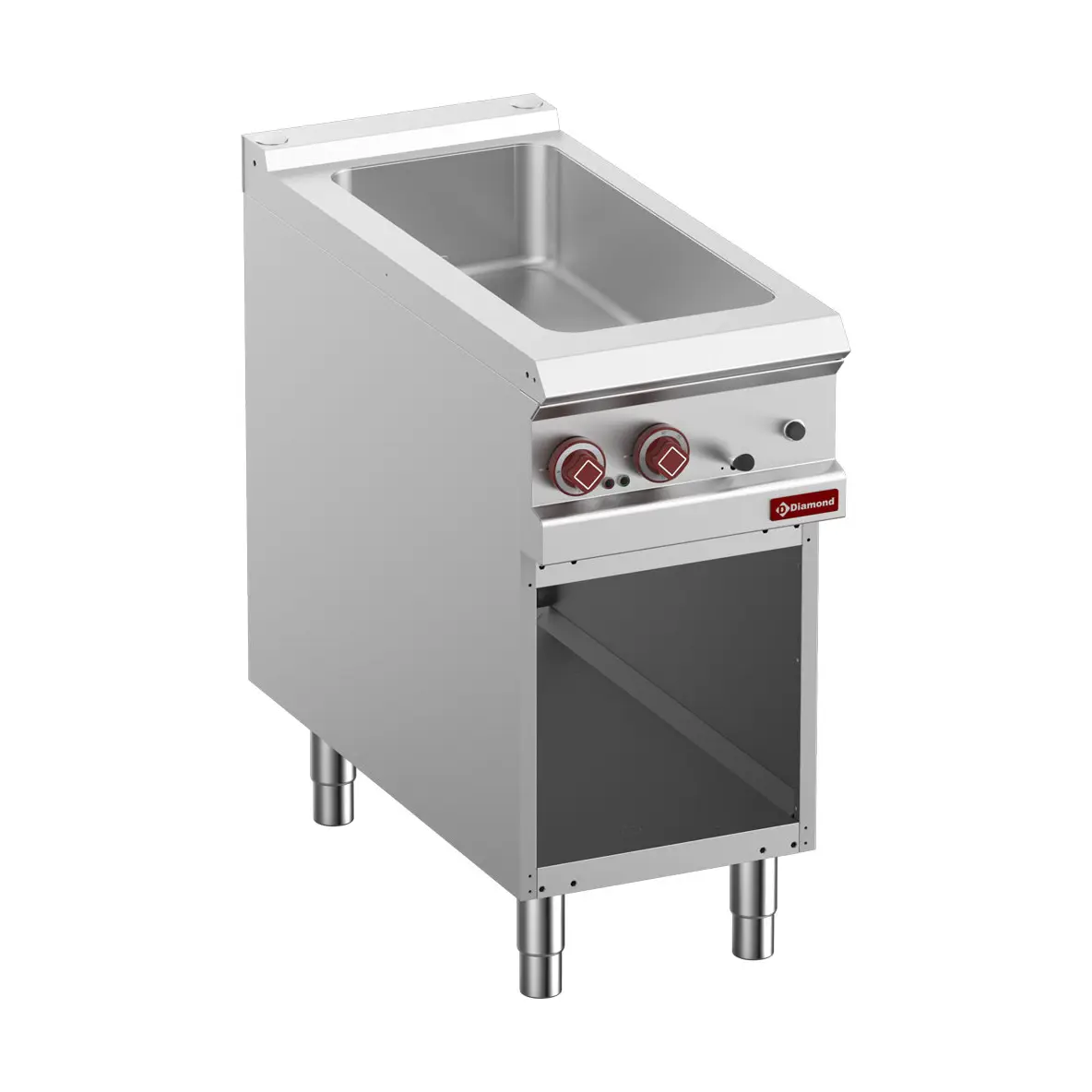 Bain-marie électrique 4x GN 1/3-150 mm, armoire ouverte