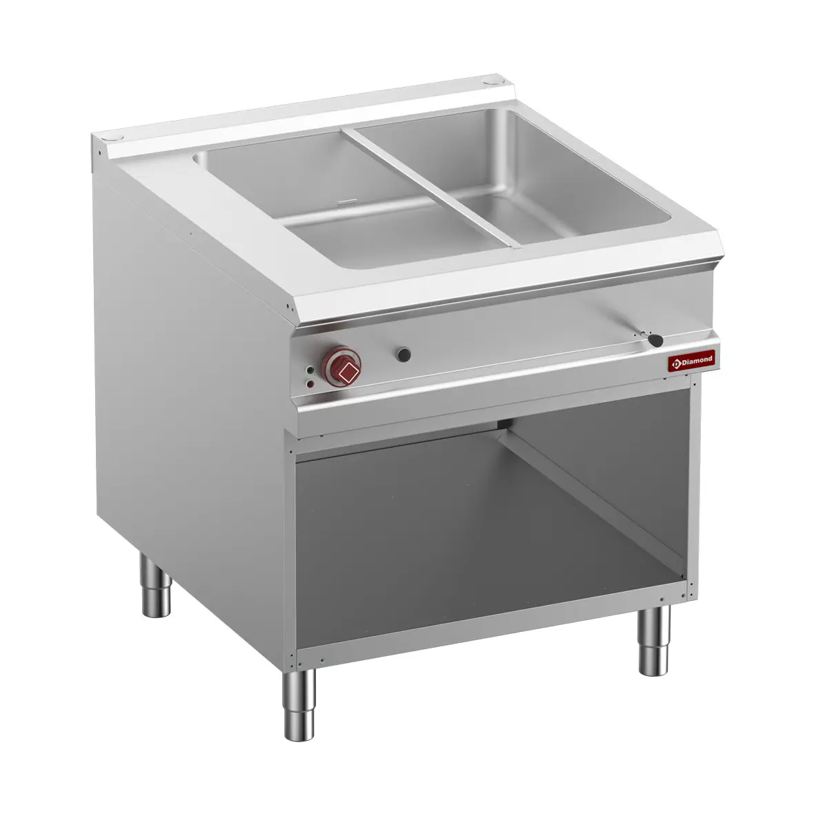 Bain-marie électrique 8x GN 1/3-150 mm, armoire ouverte