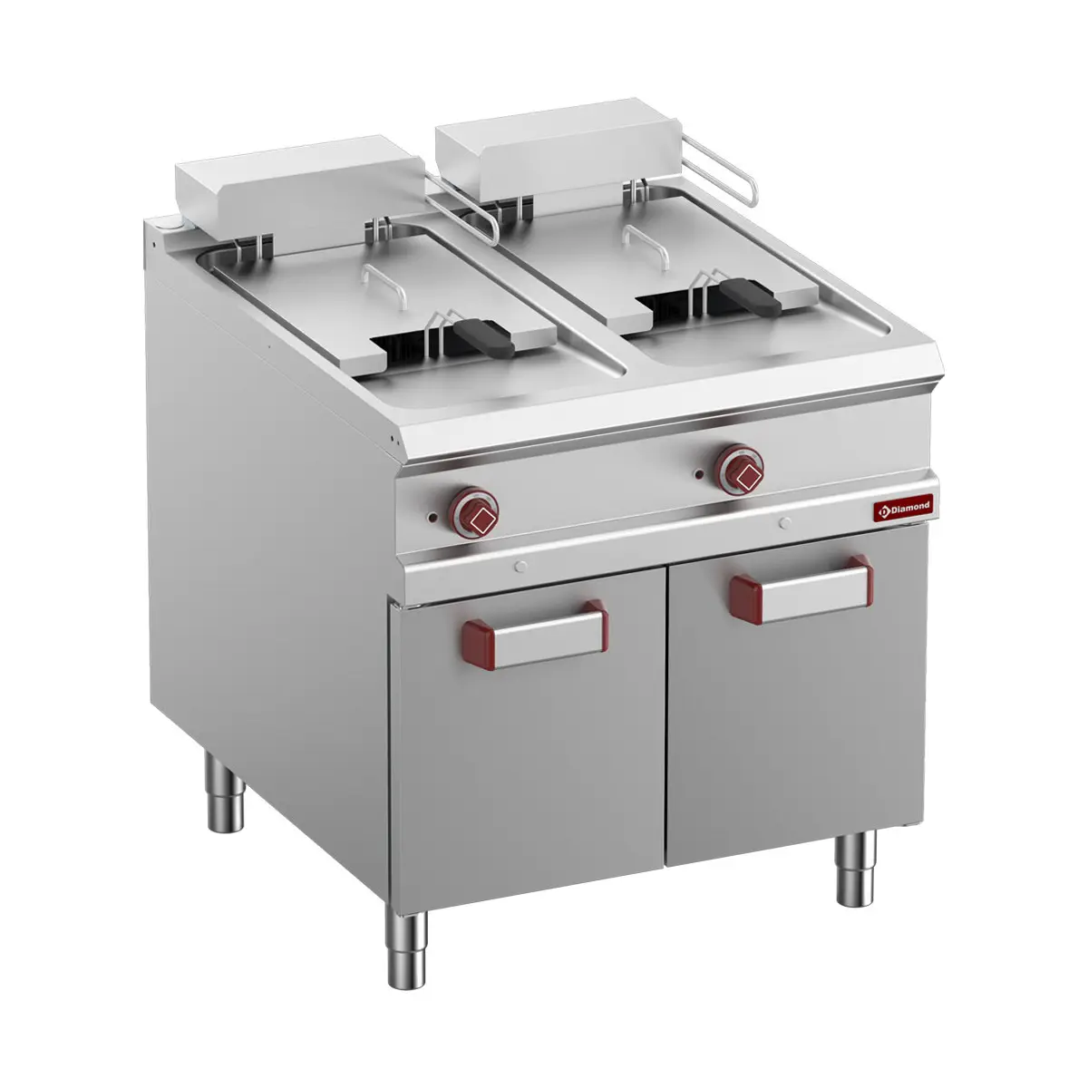 Friteuse électrique 2 cuves 18 lit. sur meuble fermée