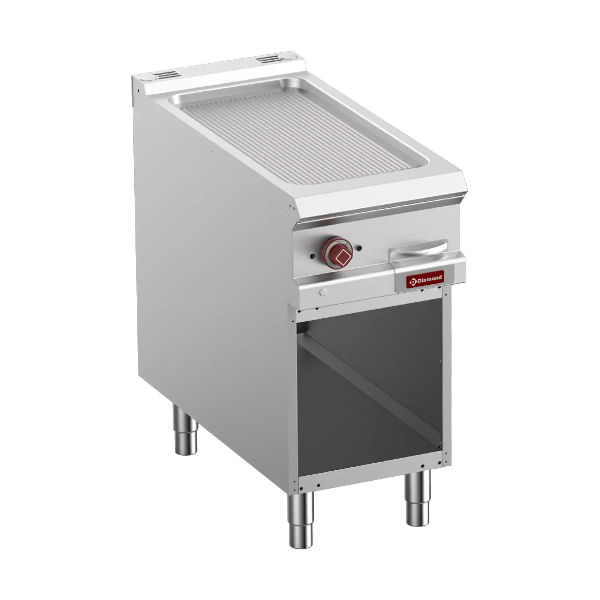 Plaque de cuisson rainurée électrique module 1/2, armoire ouverte